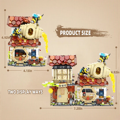 LOZ New Creative Mini Street View Bee Shop Building Block DIY Chinese Folding StreetView Pork Shop Puzzle Toys Birthday Gift