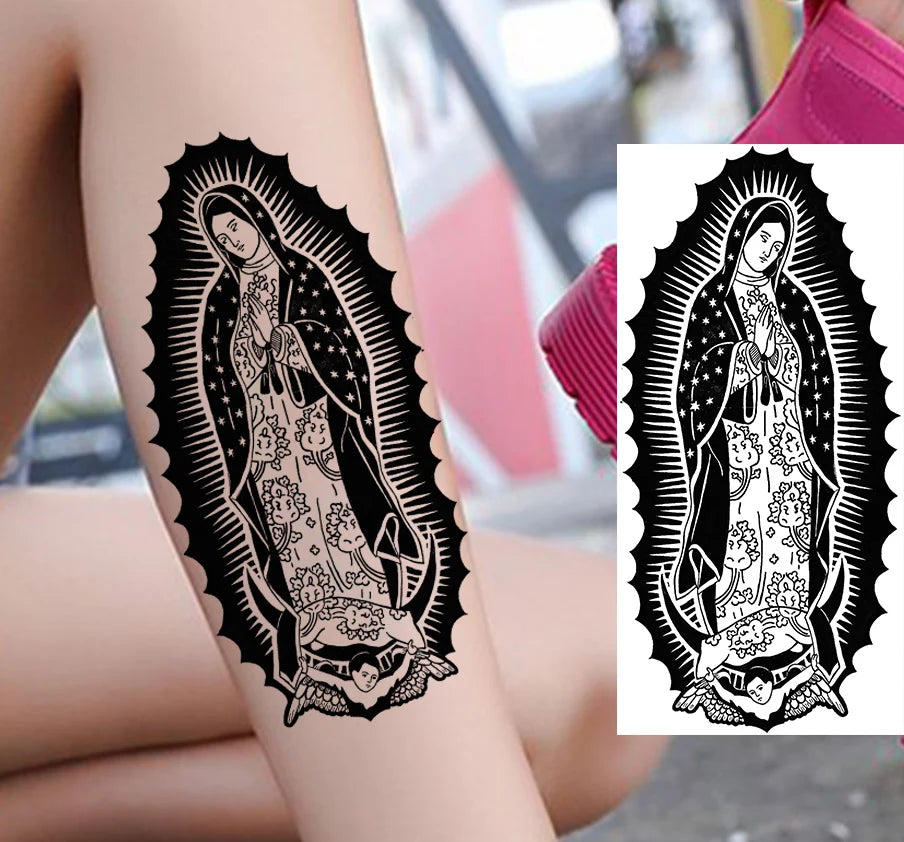 1 Sheets Chicano Prison Gangster Temporary Tattoos For Women Men Adults Fake Tattoo Sticker Water Transfer Self Adhesive Arm Leg