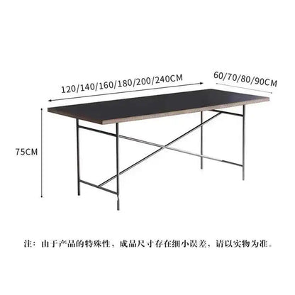 Stainless Steel Leg Rectangular Solid Wood Conference Table Office Desk Writing Living Room Table Mesa Office Furniture KMOD