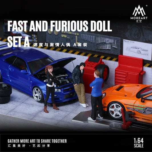 MoreArt 1:64 Fast & Furious Set A Resin Model Figures Mini People For Car Model Scene Collection Gift