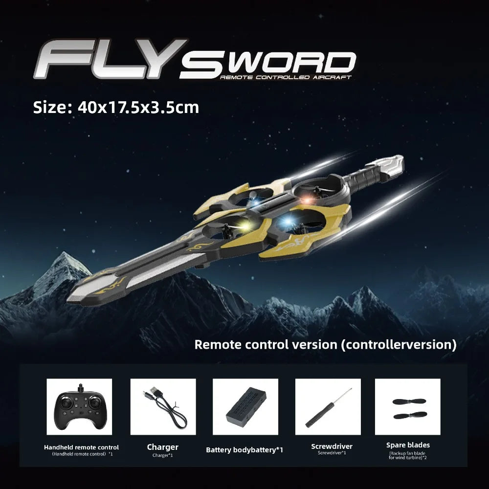 Sword Flying RC Drone, Remote Control Flying Sword Toy for Boys Girls Magic Air Hovercraft Birthday Gift