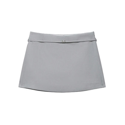 Women's Solid Color Skort with Belt Side Zipper Casual Shorts Skirts Fashionable And Stylish Women's Clothing