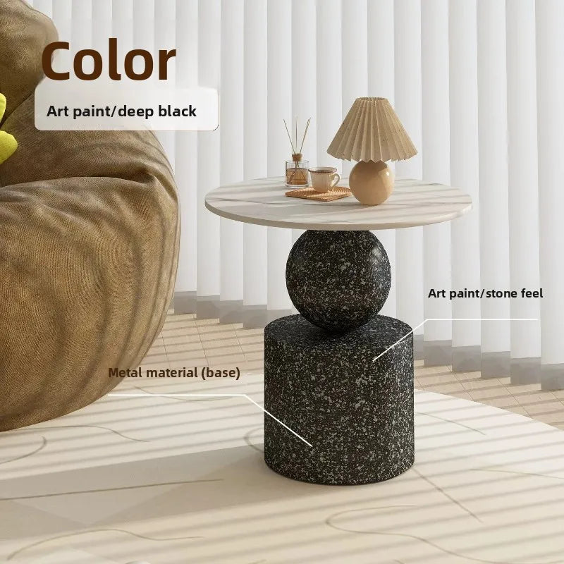 Light Luxury Simple Round Coffee Table Creative Sofa Side Few Livingroom Corner Few Balcony Round Table Cream Wind Bedside Table