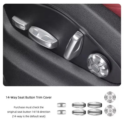For Porsche Panamera 971 Cayenne 911 992 92A Taycan Y1A 2022-2025 Car 14 18 Way Seat Adjustment Button Cover Sequin Trim Sticker