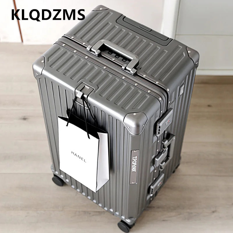 KLQDZMS Aluminum Frame Suitcase 26"29"32 Inch Large Capacity Cart Case Cart Type Travel Bag Women's Password Box Cabin Luggage