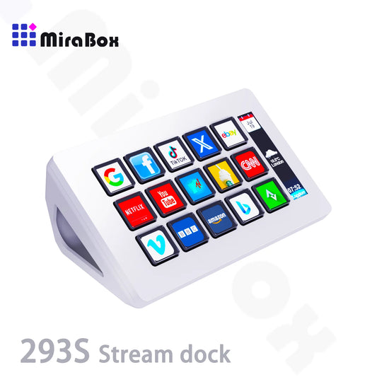 MiraBox 293S Stream Deck Macro Keypad – 15 Customizable LCD Keys for OBS, Music, Web & Productivity, Drag & Drop Setup