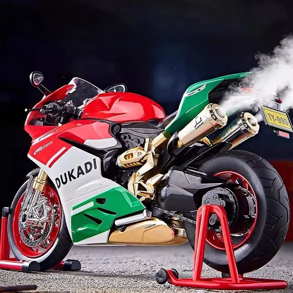 Key Start 1:9 1199 Panigale Alloy Racing Motorcycle Model Diecast Track Sports Motorcycle Model With Spray Sound Light Kids Toys