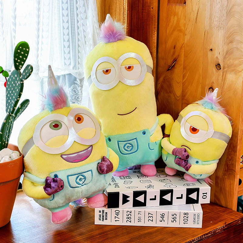 New Cute Unicorn Costume Minions Stuffed Plush Toy Licensed Despicable Me Doll with Rainbow Horn Soft Fluffy Gift for Birthday