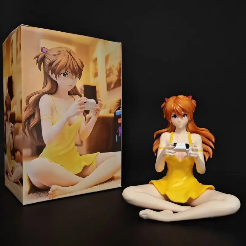 11.5cm Asuka Sitting Pose Anime Figure Toy Pvc Statue Desktop Ornament Home Decoration Collectible Model PC Case Decor Gift