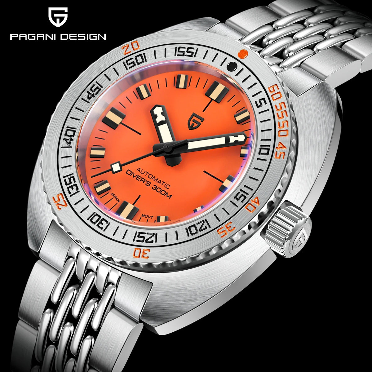 PAGANI DESIGN New Men's Automatic Mechanical Divers Watches 8215 Sapphire Stainless Steel 300m Waterproof AR Watch for Men