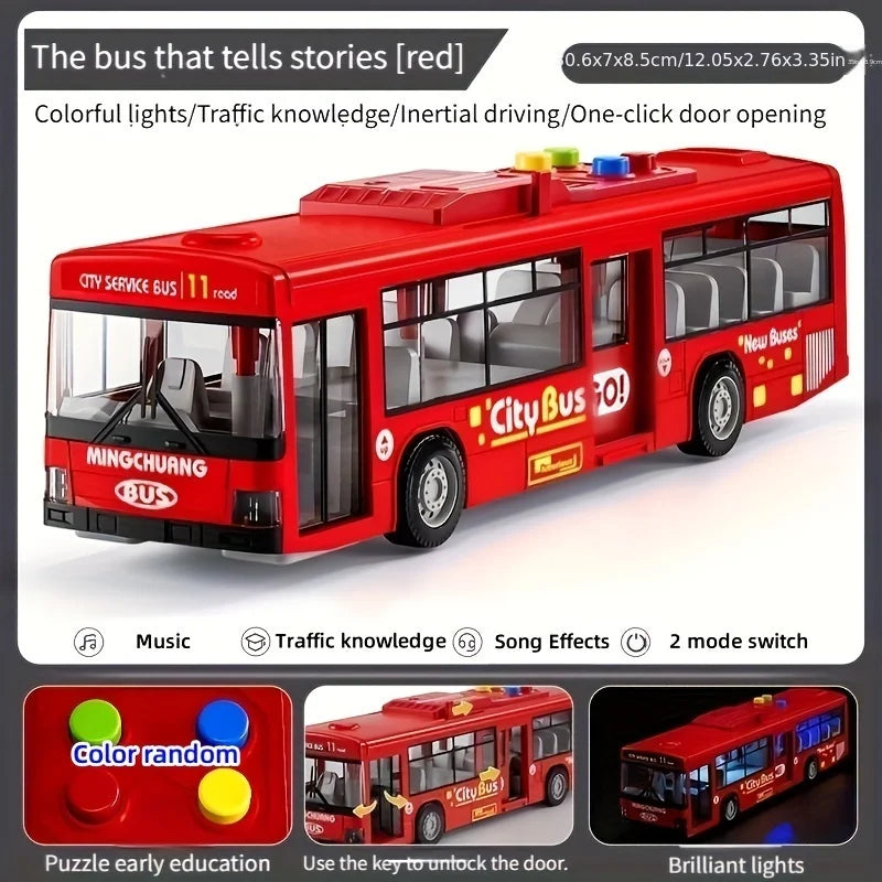 Large Size Light Music Inertia Bus Model Pull Back Cars Simulation Bus High Quality Drop-resistant Educational Toys Gifts