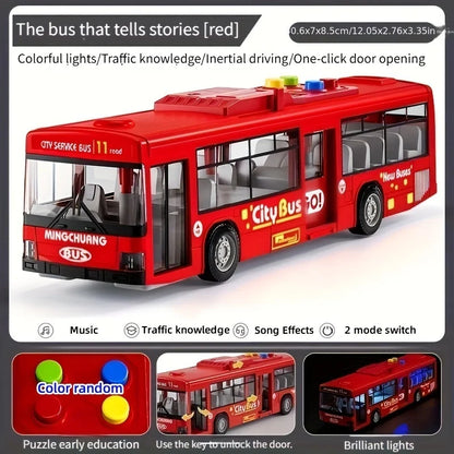 Large Size Light Music Inertia Bus Model Pull Back Cars Simulation Bus High Quality Drop-resistant Educational Toys Gifts