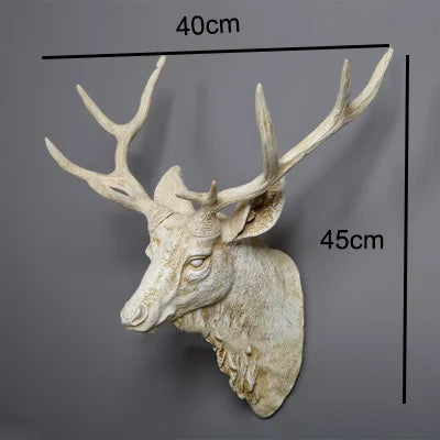 Deer Head Wall Mount Decor 17.5 inch Faux Deer Head Sculpture for Bar Background Wall Mount Home Living Room Wall Art Christmas