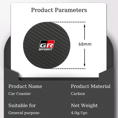 2Pcs Car Carbon Leather Water Cup Pad Anti-noise Coaster For Toyota GR Corolla Yaris Aygo Prius CHR Camry Auris Avensis Cruiser