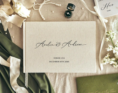 Custom Linen Wedding Guest Book Polaroid Photo Album Engagement Anniversary Scrapbook Reception Keepsake Book Birthday Book