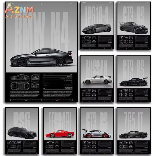 1PC Simple Wall Art Cars Luxury Esthetics Super Sports Car HD Canvas Print Poster Home Living Room and Bedroom Decoration