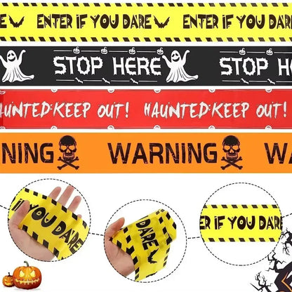Halloween Warning Tape Safety Signs Caution Fright Crime Scene Tape Orange Yellow Red Caution Party Horror Scene Decor Supplies