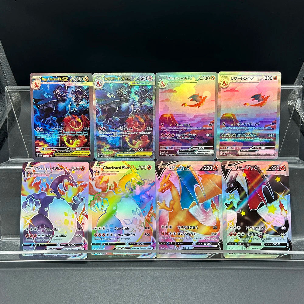 125/110 Mega Charizard Ex DIY Anime PTCG Flash Charizard Series Card En/jp Collect Battle Flash Cards Holiday Child Gifts Toy