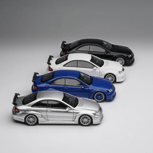 Fine Model 1/64 CLK DTM AMG Enamel White Diecast Model Alloy Car Model with Display Case Gift for Collectors