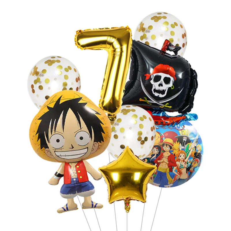 Anime One Piece Aluminum Film Balloons Luffy Shape Foil Balloon Boys Birthday Party Decoration Items