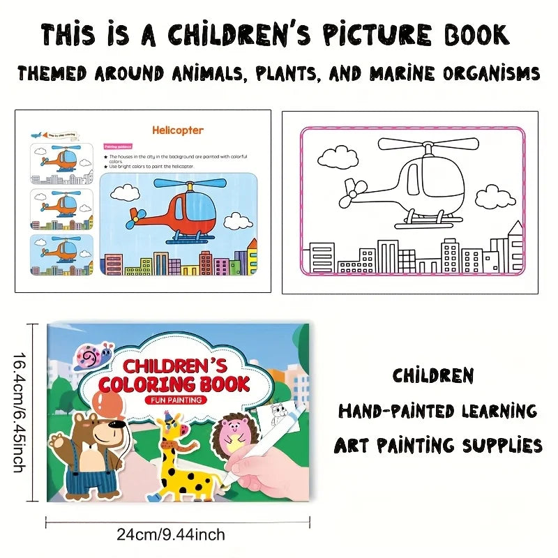 1Pc Animal Coloring Book Beginner Learning Doodle Painting Educational Art Activity Book Creativity Development Coloring Pages