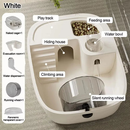 Multi-functions Double Layer Hamster Cage Large Space Visible Pet Habitat House Breathable Translucent Hamster Villa Pet Travel