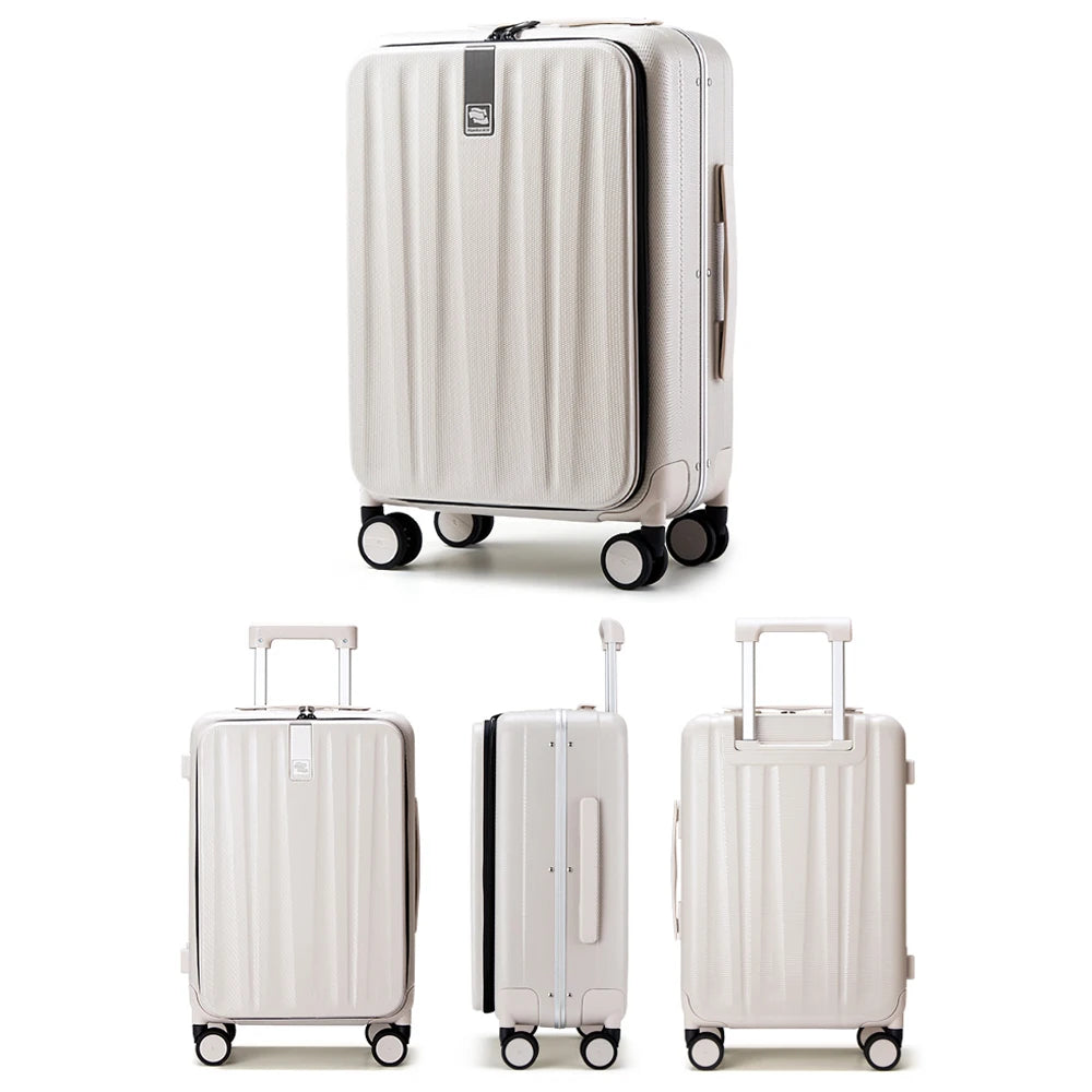 Hanke Innovative Design 20" Carry On Suitcase 24" Travel Luggage Aesthetic Narrow Aluminum Frame PC Hardside Spinner Wheel H9860