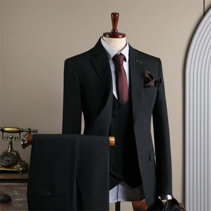 Notched Lapel Men's Tuxedo 3 Pieces Blazer Vest Pants,Two Button Formal Business Suit Set For Men,Classy Wedding Dresswear Suits