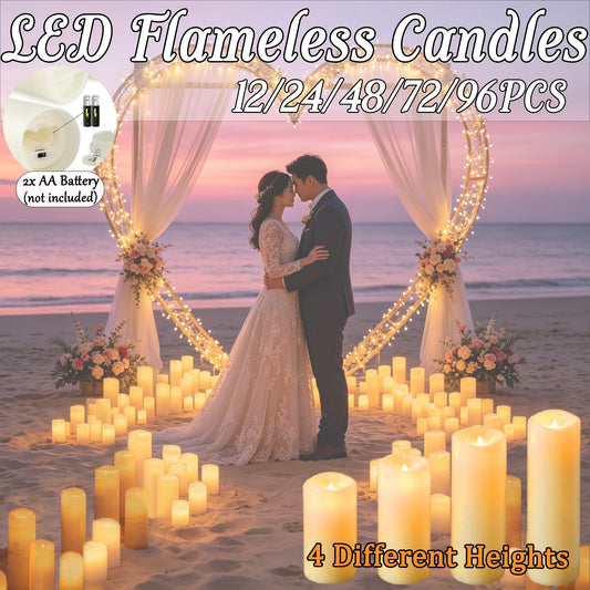 12-96pcs Fake LED Candles for Wedding Flameless LED Candles Battery Operated Candles for Concert Halloween Home Decoration