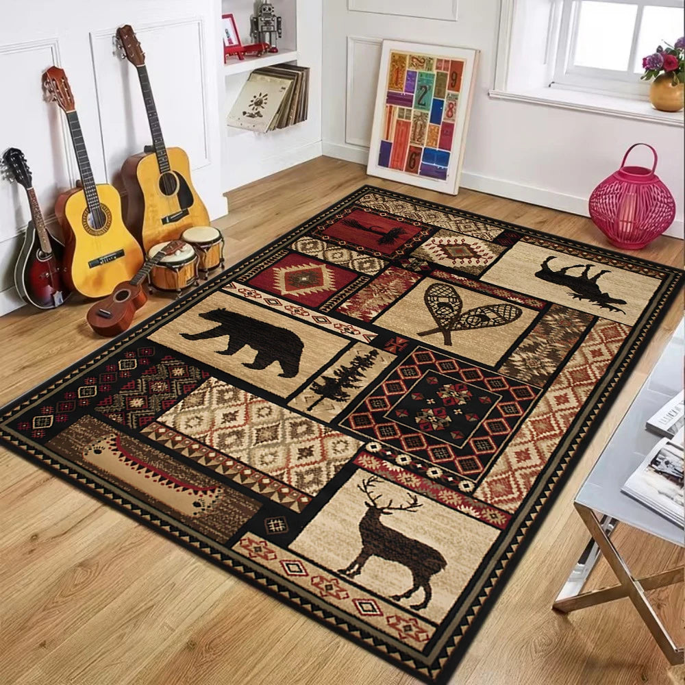 Bohemian Ethnic Animal Pattern Carpet Mat Rug Soft Non Slip Floor Mat for Living Room Bedroom Home Decoration Home Carpet