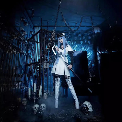 Anime Akame Ga KILL Esdeath Cosplay Costume with Hat Socks Wig Outfits for Women Full Set Esdeath Empire General Outfits Party2D