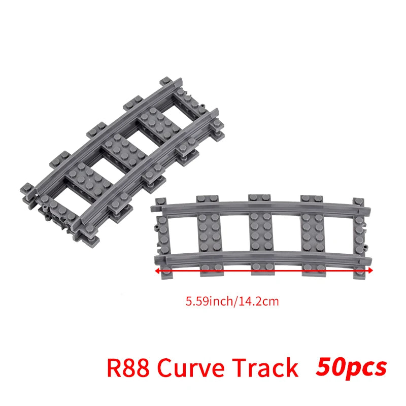 MOC City Bricks Train Flexible Construction Parts Railway Curve Track Building Blocks Model Accessories Compatible with 53401