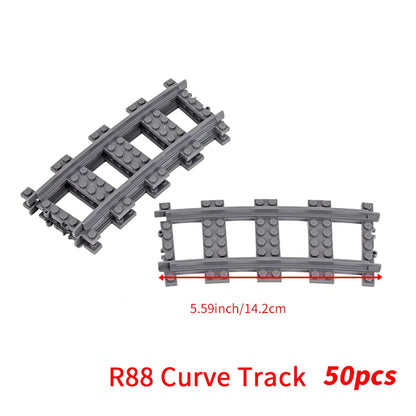 MOC City Bricks Train Flexible Construction Parts Railway Curve Track Building Blocks Model Accessories Compatible with 53401