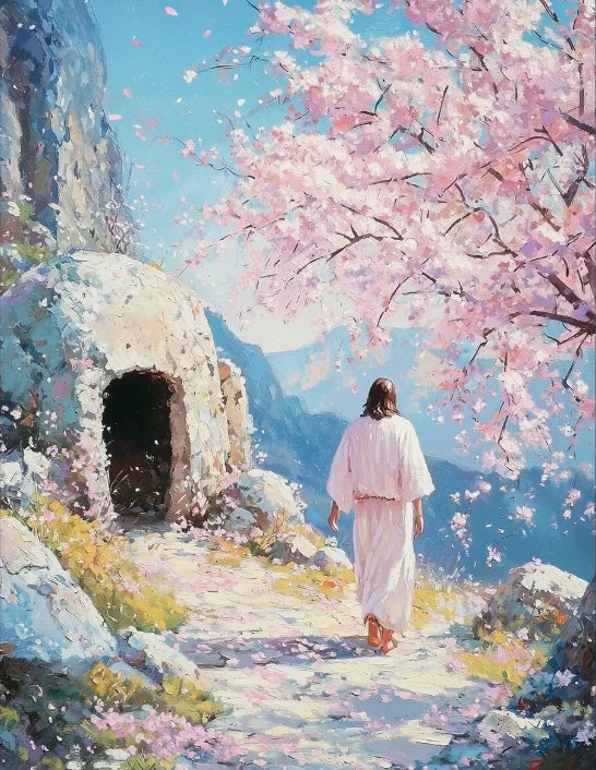 Graffiti Christian Jesus With Child Art Posters Christian Faith Jesus Walking In Flower Field Canvas Painting Bedroom Home Decor