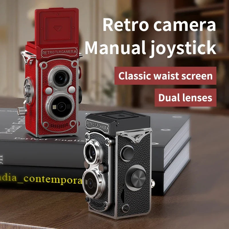 Retro Camera Dual Lens Design Infrared Night Vision Function Manual Joystick Operation HD Mini Camera Portable Nostalgic Camera
