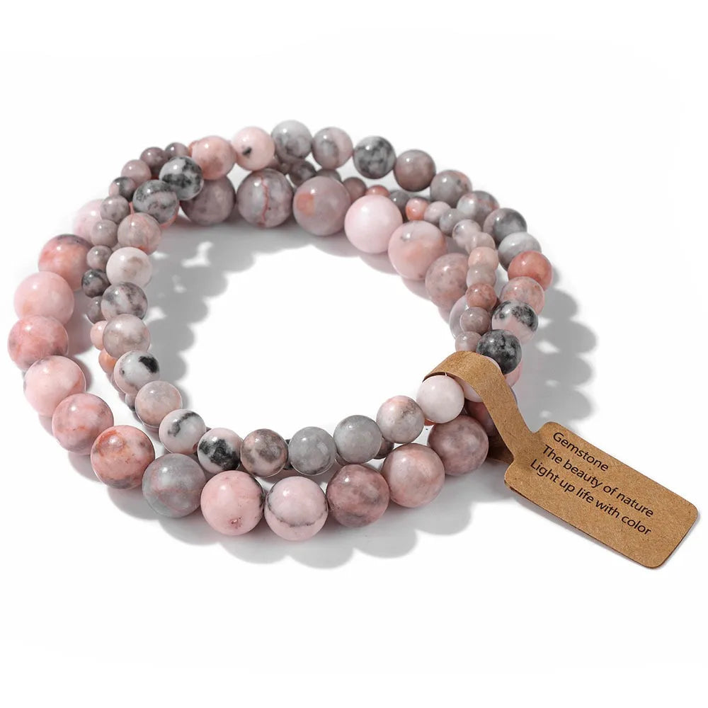 3 Pcs/set Healing Crystal Bracelets for Women 4 6 8mm Natural Stone Beaded Stretch Bracelet Amethyst Indian Agates Jewelry Gifts