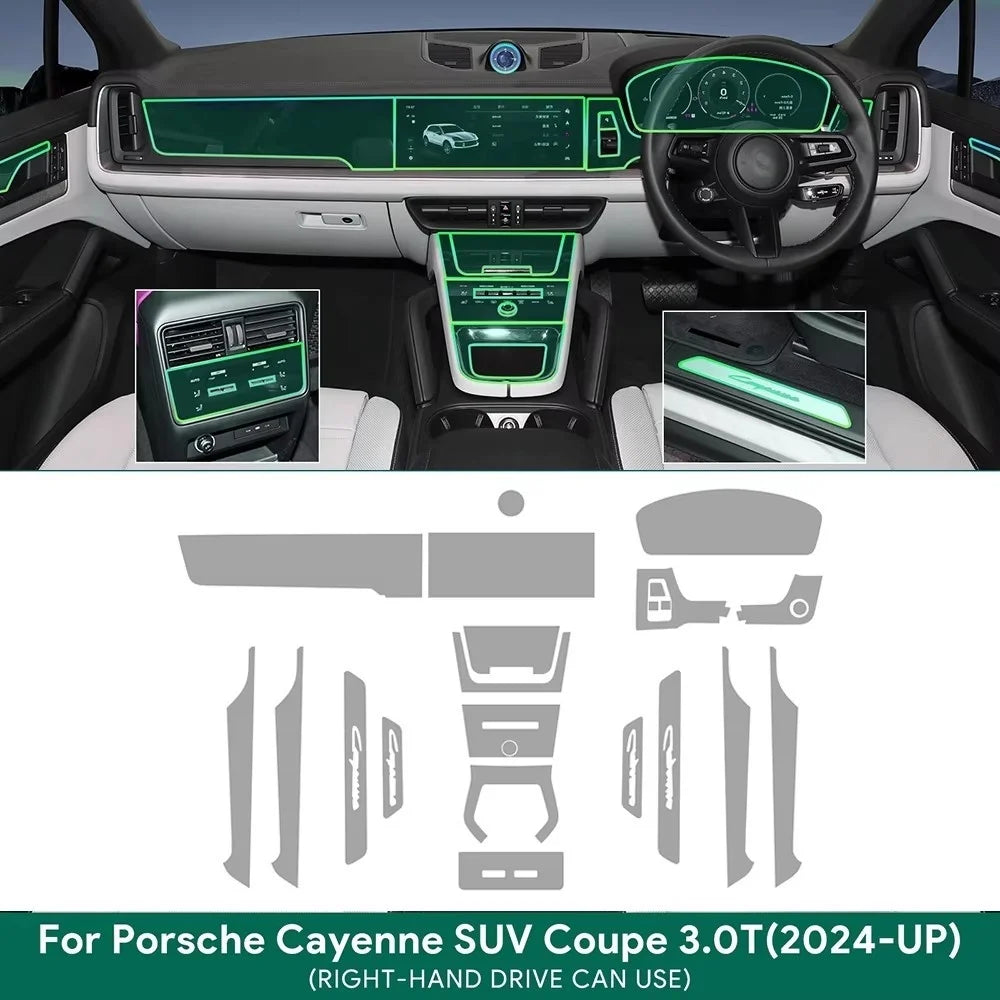 TPU Protective Film For Porsche Cayenne 2024 SUV Coupe 3.0T 4.0T Car Interior Center Console Transparent Anti-scratch Repair