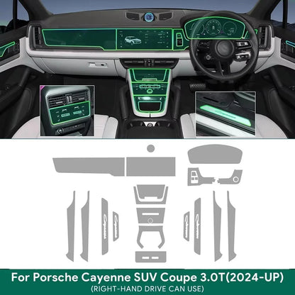TPU Protective Film For Porsche Cayenne 2024 SUV Coupe 3.0T 4.0T Car Interior Center Console Transparent Anti-scratch Repair