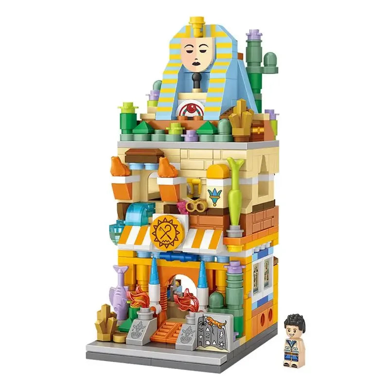 LOZ Blocks FUN Ideas Mini Street Store Toy Small Flower Pisa Shop Brinquedos MOC City House Food Building Bricks Girl Gifts