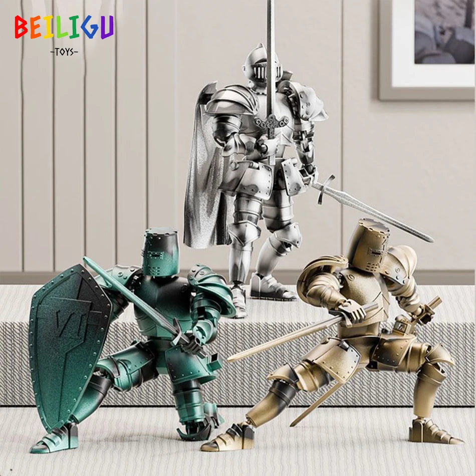 Europe Medieval Knight Multi-Joint Movable Action Figures Warrior Robot Sword Shield Assembly Toy Collection Model Holiday Gift