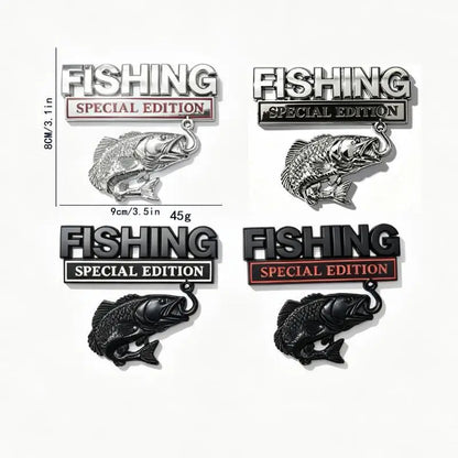 Fishing Car Sticker Metal Fishhook Badge Special Edition Waterproof Decal for Auto Truck SUV Fishing Enthusiasts