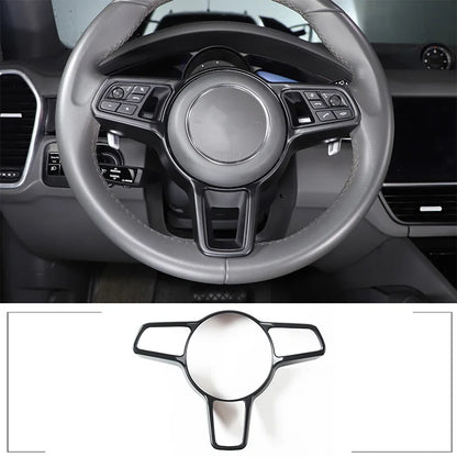For Porsche Macan Cayenne Panamera 718 911 918 ABS Matt Black Texture Interior Steering Wheel Cover Trim Interior Accessories