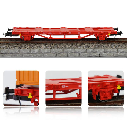 Evemodel Model Railway HO Scale 1:87 Flat Car with Container 20ft 40ft Shipping Cargo Box Lot C8761