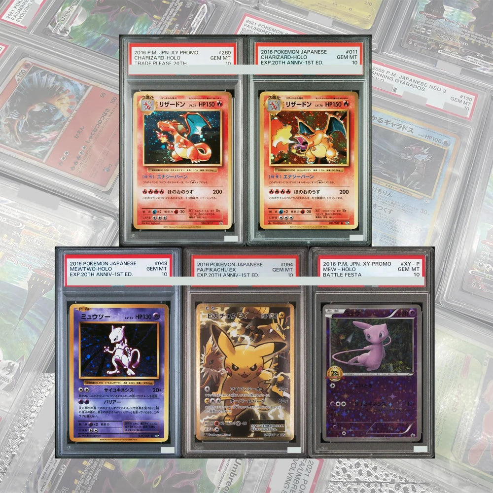 DIY PROXY PTCG GRADED COLLECTION CARD 20TH ANNIV-1ST ED. SERIES MEW-HOLO CHARIZARD-HOLO MEWTWO-HOLO CARD GEM MT10 CHILD GIFTS