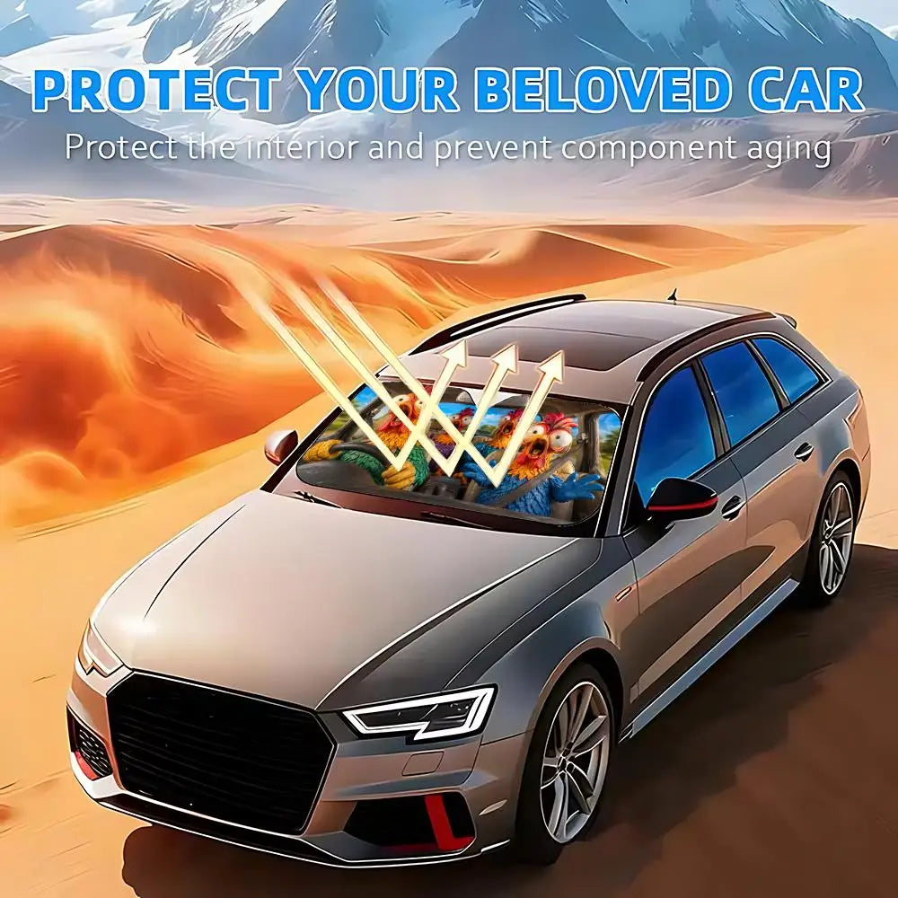 animal chicken Sun Visor Car Windshield Sun Visor - Foldable Universal Fit UV Block Heat Insulation Sunshade