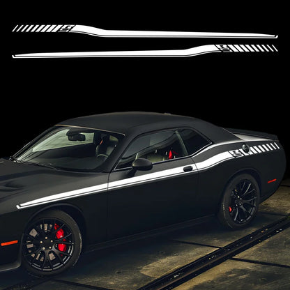 2pcs Car Body Side Accent Stripes Waistline Waterproof Decal Graphics for Dodge Challenger 2008-2023 RS Vinyl Stickers 420x21cm