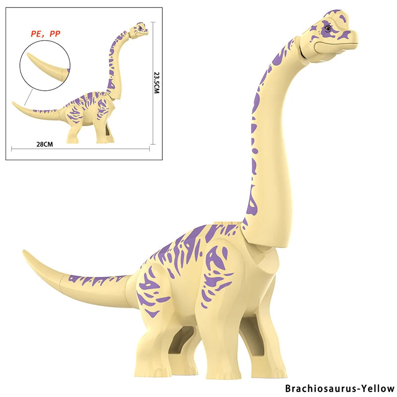 Jurassic Dinosaurs Spinosaurus Large Brick Toy Joints Open Mouth 7 Color Designs, Collectible Decor DIY Puzzle Assembly Gift