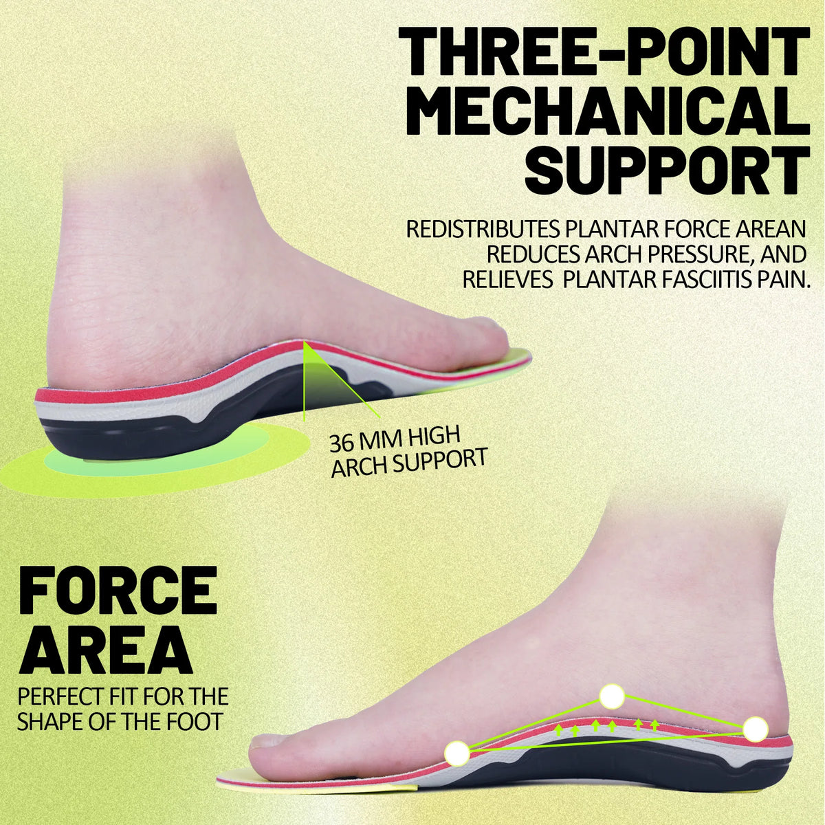 Plantar Fasciitis Relief Orthopedic Insole High Arch Support Flat Foot Men Women Work Orthotic Insert Sport Shoe Sneaker Sole