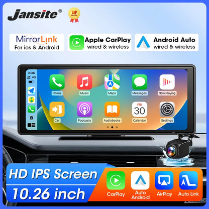 10.26 inch Car Mirror Radio Multimedia Video Player Universal Wireless Carplay Android Auto IPS Screen With Bluetooth FM AUX
