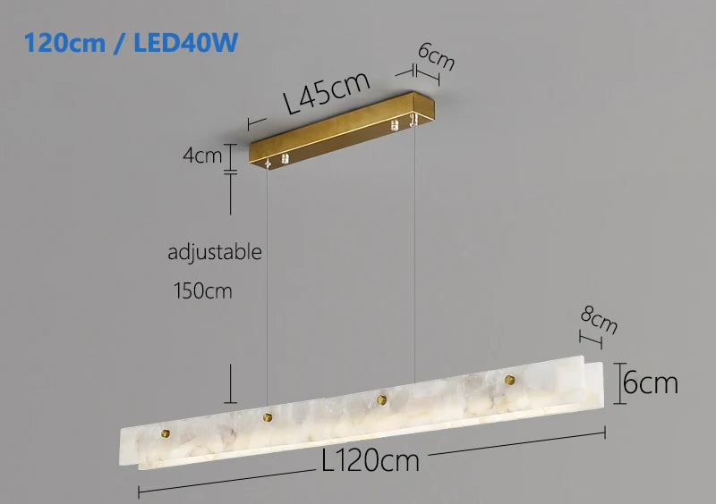 Natural Marble Pendant Light LED Minimalist Chandelier Hanging Ceiling Fixtures for Kitchen Island Dining Room Bar